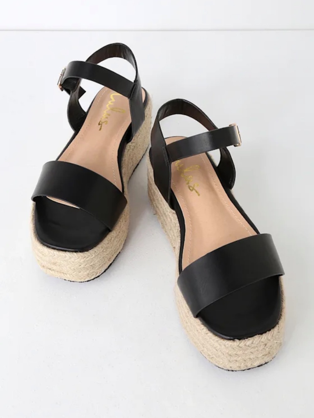 Corsa Black Espadrille Flatform Sandals
